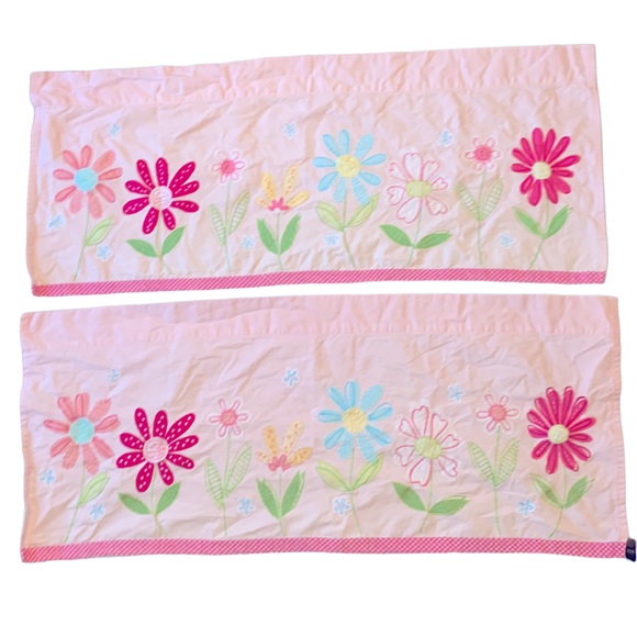 Pottery Barn Accents Pink Floral Embroidered Valance Set - Picture 1 of 1